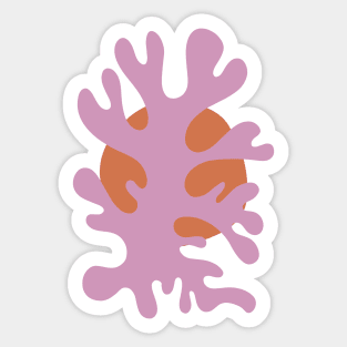 Pink, Orange Leaves Matisse Inspired Abstract Sticker